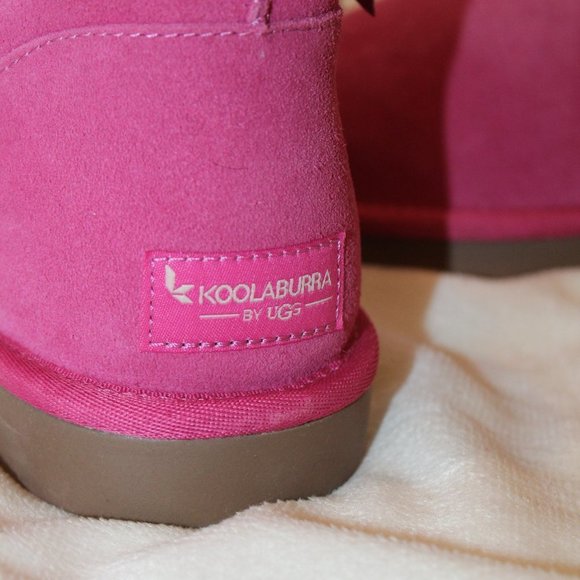 NIB UGG KOOLABURRA YOUTH 5 WOMEN'S 6.5-7 MINI SUEDE BOW BOOTS PINK‎ - Picture 4 of 6